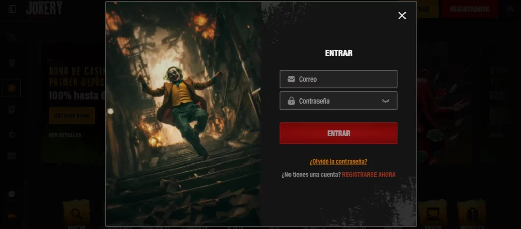 Jokery Casino login — Formulario de acceso seguro